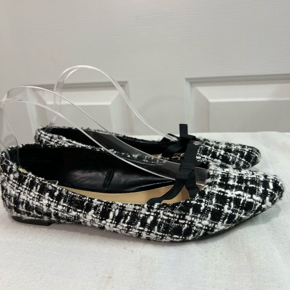 Lane Bryant black and white houndstooth flats with black bow size 9W - Picture 4 of 13
